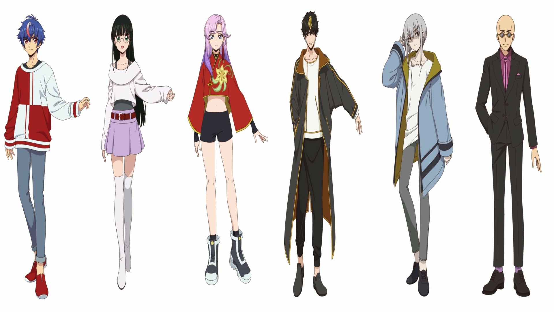 The Main Characters In Cardfight!! Vanguard Divinez - Myoudou Akina, Saitou Mikoto, Inabe Nao, Kiyokura Taizou, Yobitsugi Suou, And Iseki Masanori Respectively (Kinema Citrus, GIFTanimation, Studio Jemi)