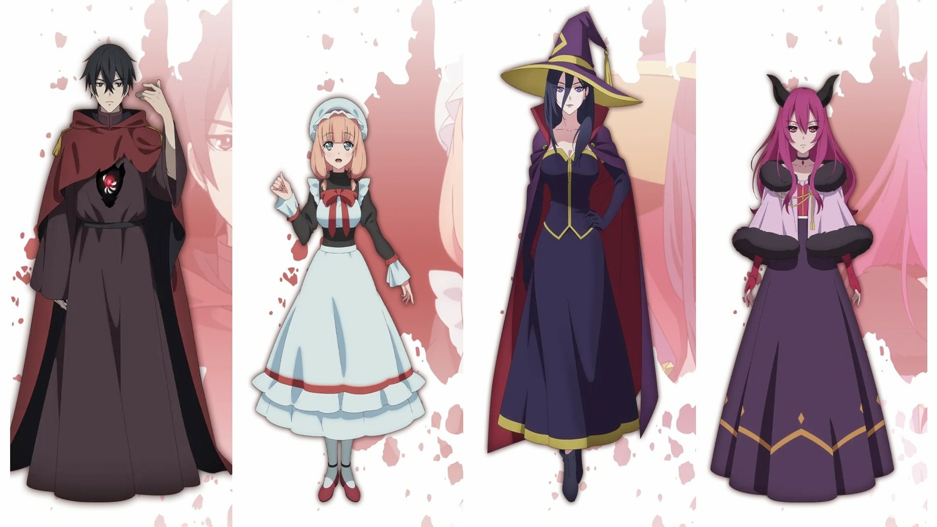 The Main Characters In The Strongest Magician in the Demon Lord's Army - Ike, Satie, Cefiro, And Dairokuten Respectively (Studio A-CAT)