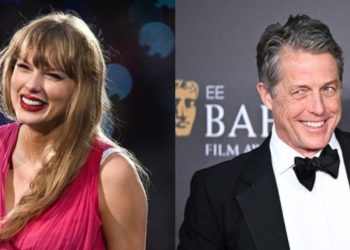 Taylor Swift and Hugh Grant On The Eras Tour (Credit: Disney+)