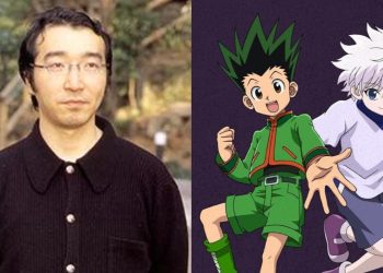 Yoshihiro Togashi (Left), Gon and Killua from 'Hunter x Hunter (Studio Pierrot)