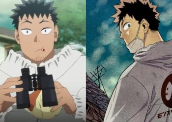 Kafka Hibino from the Anime (Left) and the Manga (Right) (Production I.G)