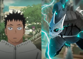 Kafka (Left) in his Kaiju form (Right) in 'Kaiju No. 8' (Production I.G)