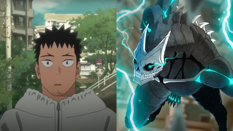 Kafka (Left) in his Kaiju form (Right) in 'Kaiju No. 8' (Production I.G)