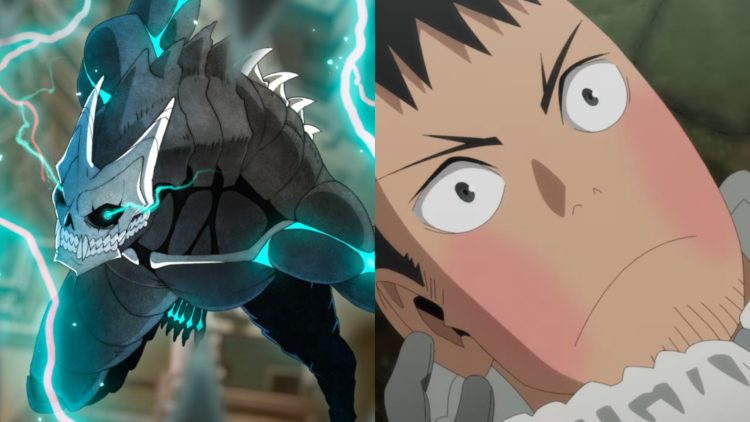 Kafka's (Right) Kaiju form (Left) in 'Kaiju No. 8' (Production I.G)