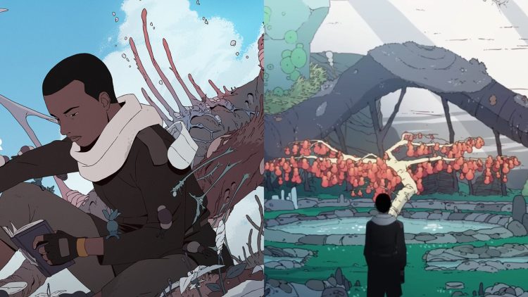 Azi (Left) from 'Scavengers Reign' (Right) (Titmouse, Inc. and Green Street Pictures)