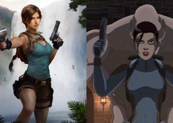 Lara Croft from the 'Tomb Raider' video game series (Left) (Square Enix), and the Animated series (Right) (Powerhouse Animation Studios)