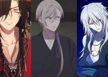 Hua Cheng (Left) from 'Heaven's Official Blessing' (Haoliners Animation League), Kudo (Middle) from 'My Happy Marriage'  (Kinema Citrus), Sea God (Right) from 'A Lull In The Sea' (Studio P.A. Works)