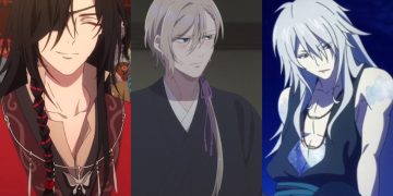 Hua Cheng (Left) from 'Heaven's Official Blessing' (Haoliners Animation League), Kudo (Middle) from 'My Happy Marriage'  (Kinema Citrus), Sea God (Right) from 'A Lull In The Sea' (Studio P.A. Works)