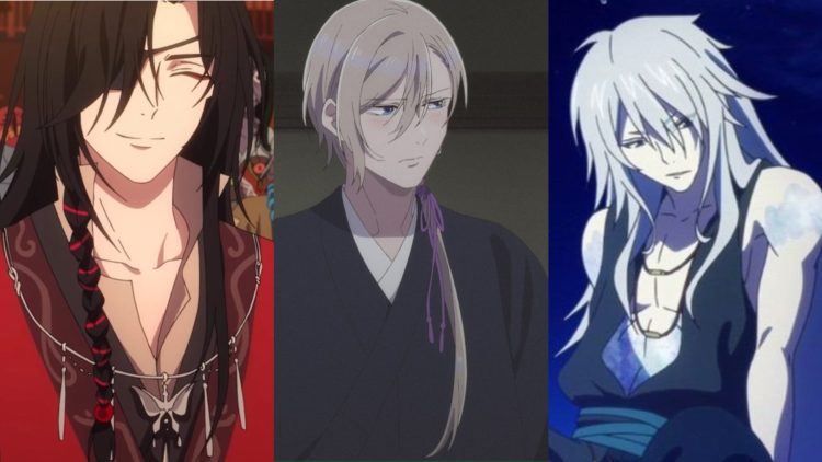 Hua Cheng (Left) from 'Heaven's Official Blessing' (Haoliners Animation League), Kudo (Middle) from 'My Happy Marriage'  (Kinema Citrus), Sea God (Right) from 'A Lull In The Sea' (Studio P.A. Works)