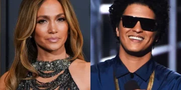 Jennifer Lopez and Bruno Mars (Image via Getty)