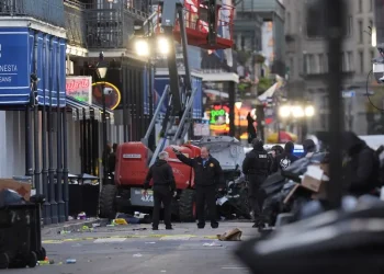 Emergency services attending the scene on Bourbon Street in New Orleans (Image via Getty)