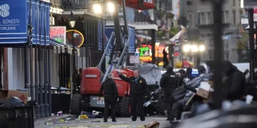 Emergency services attending the scene on Bourbon Street in New Orleans (Image via Getty)