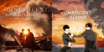 Omniscient Reader: The Prophet movie still featuring Ahn Hyo-seop and Lee Min-ho in a dramatic fantasy scene.