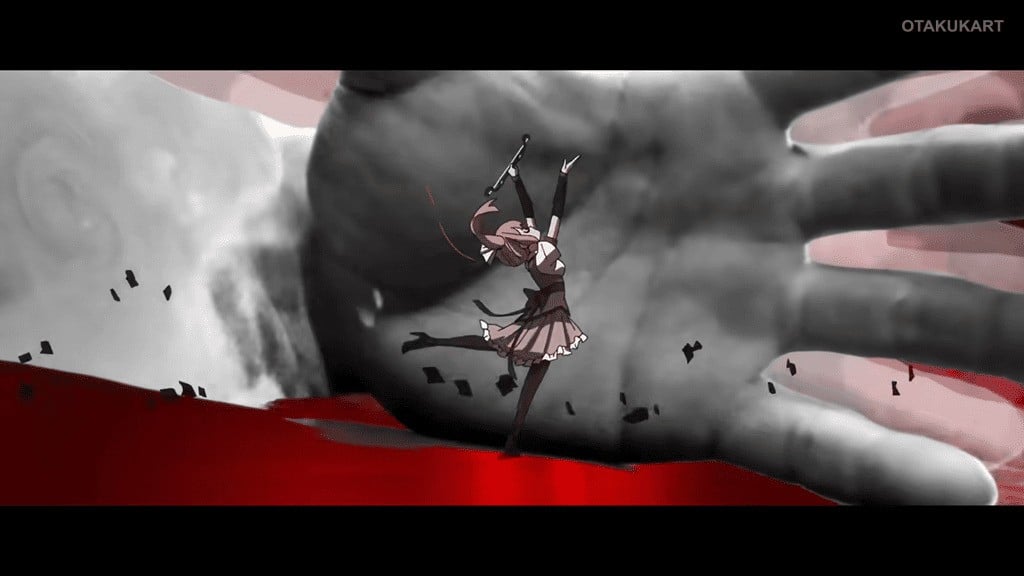 Homura Akemi battles a massive enemy in Puella Magi Madoka Magica: Walpurgisnacht Rising