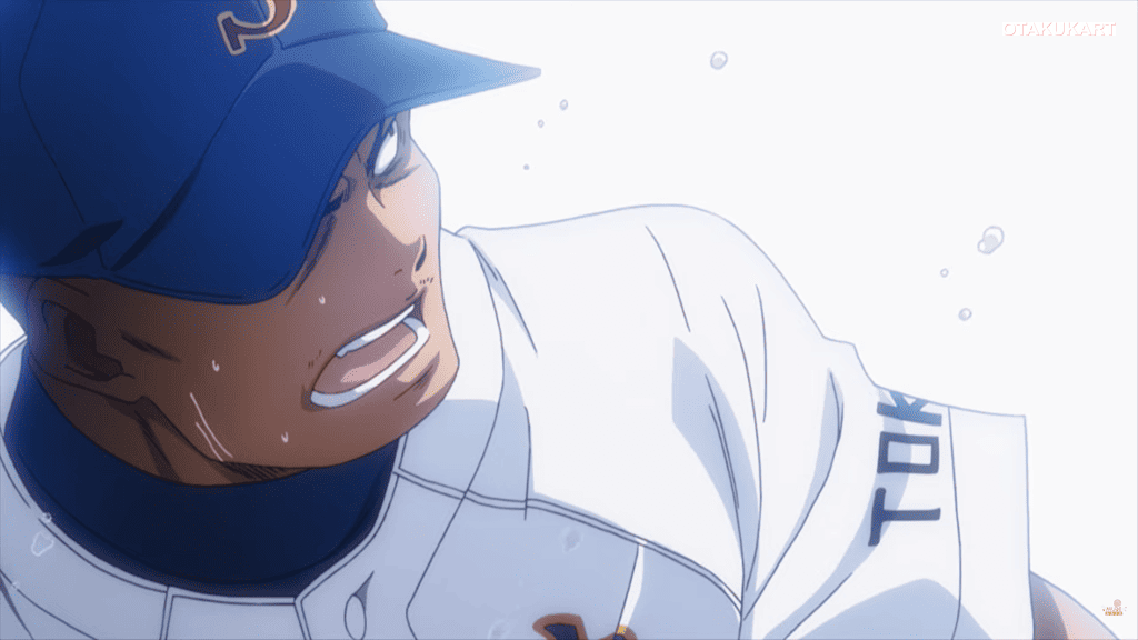 Eijun Sawamura pitches during a game in Ace of Diamond Act II Season 2 as Seido High competes at Koshien.