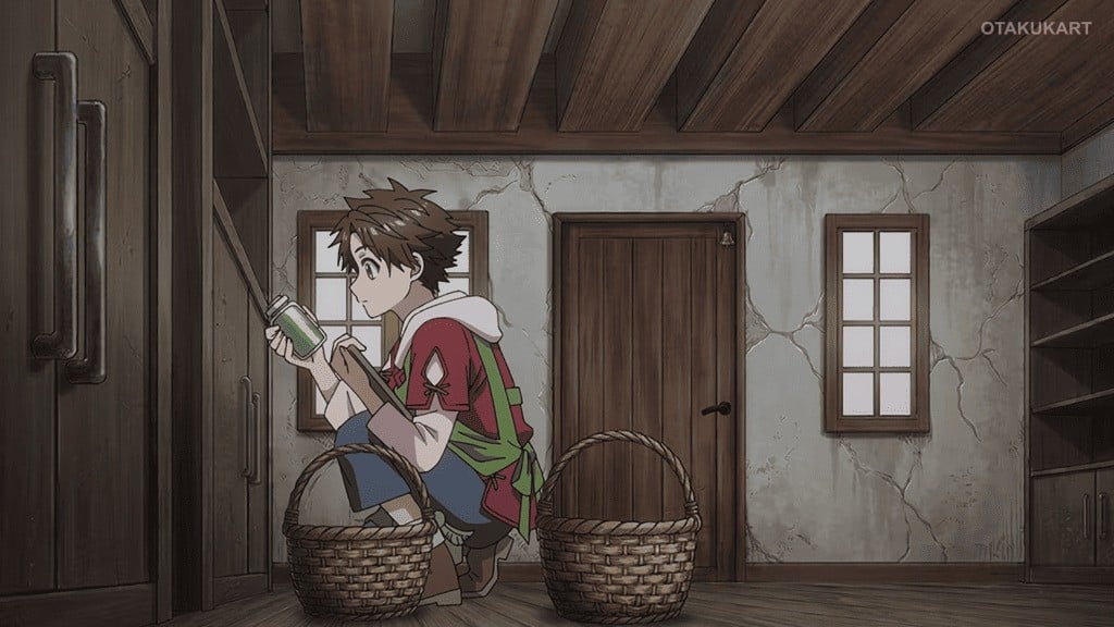 Murabito looks through items inside his shop