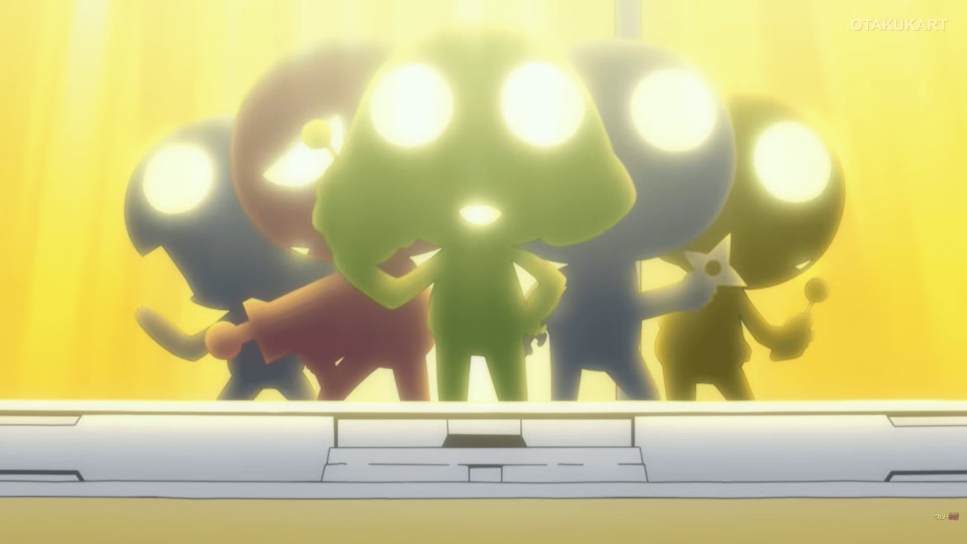 A a group of five frog-like alien soldiers from the St. Frog