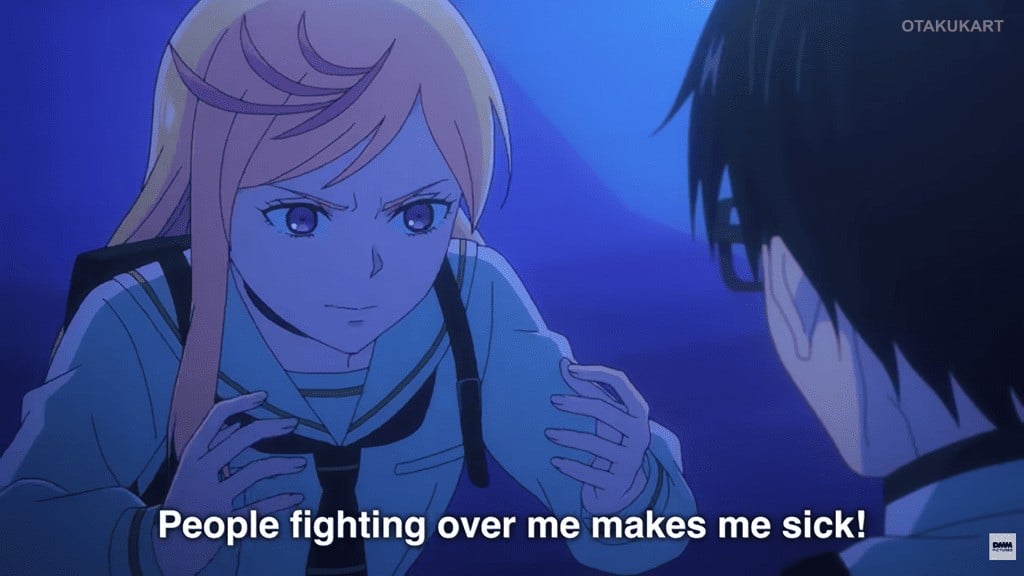 A tense moment from Kill Blue as Noren confronts Juzo Ogami during their middle school mission.