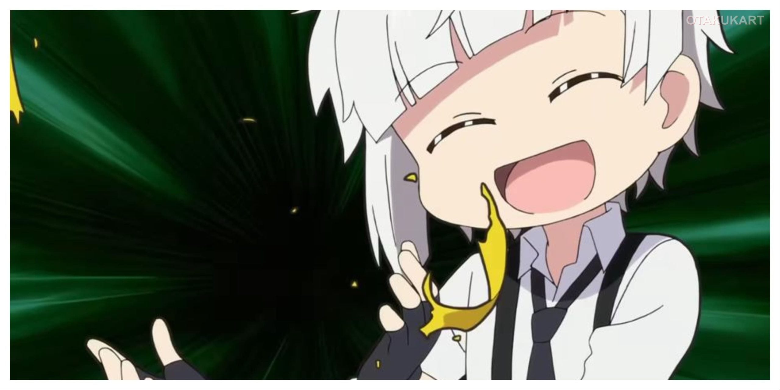 Atsushi Nakajima smiles in his chibi form in Bungo Stray Dogs WAN! Season 2.