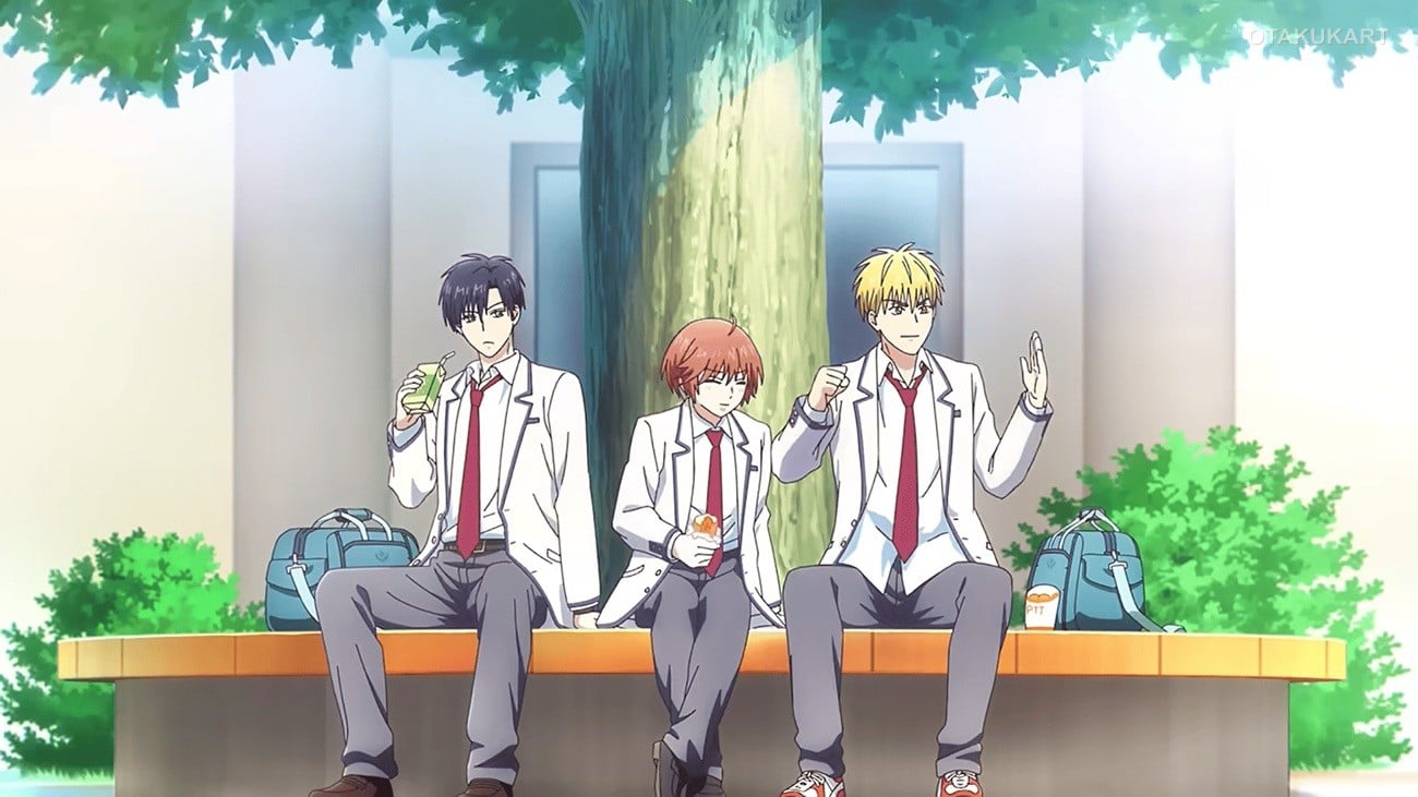 Mizuki Ashiya shares a quiet moment with Izumi Sano and Shuichi Nakatsu in Hana-Kimi Season 2.