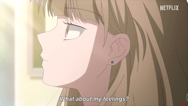 Close-up of Koyuki Hikawa in The Ramparts of Ice Season teaser as she reflects on her emotions during a key scene.