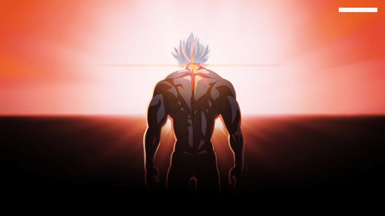A mysterious silver-haired warrior from Jurassic Shadows stands facing a blazing light in the anime's debut teaser trailer. 