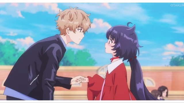 Arata Minami and Kuroe Akaishi share a heartfelt moment in Kaiju Girl Caramelise.