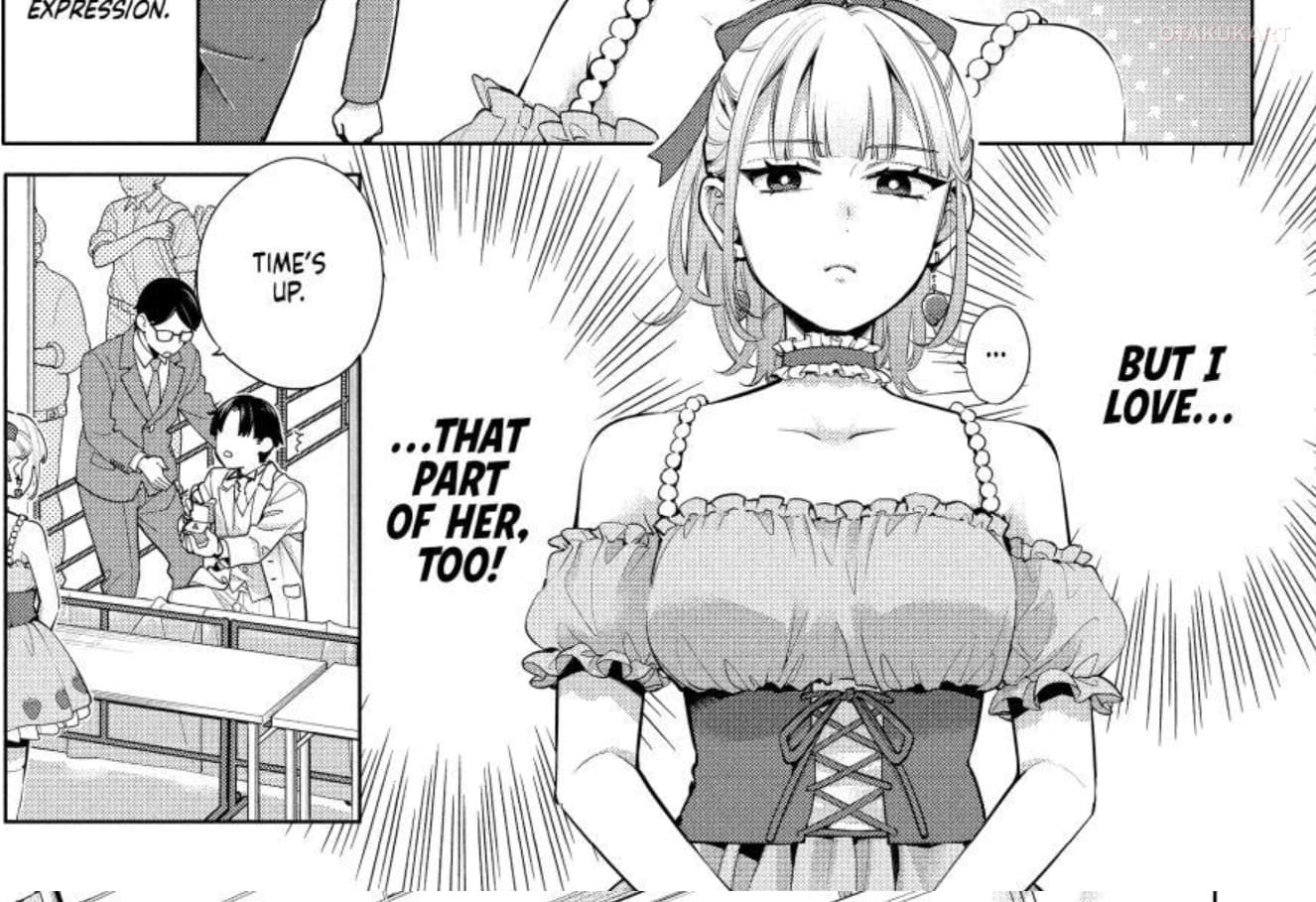 Mizuki Natsuno from Promise Me the Spotlight manga during an emotional scene with Koichi Okuta.