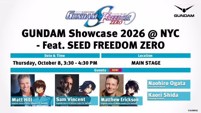 English Dub Cast of GUNDAM SEED Reunites for Complimentary Autograph Session and Main Stage Panel at New York Comic Con 2026